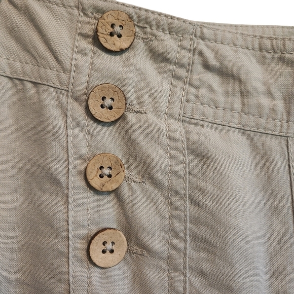 CYNTHIA ROWLEY WOMENS 100% LINEN PANTS SZ4 SAILOR BUTTON LAGENLOOK BEIGE - Picture 4 of 9